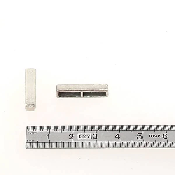 Coulissant DEUX BANDES - Lanière de 10 mm - ARGENT VIEILLI - Image 2