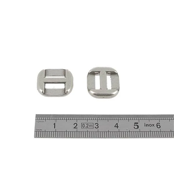 Coulissant ENTRE DEUX CARRE - Lanière de 10 mm - ARGENT VIEILLI - Image 2