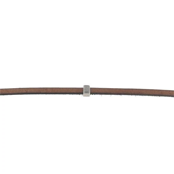 Coulissant ETHNIQUE PICOT - Lanière de 5 mm - ARGENT VIEILLI