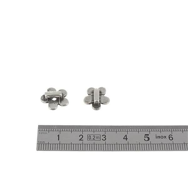 Coulissant FLEUR - Lanière de 5 mm - ARGENT VIEILLI - Image 2