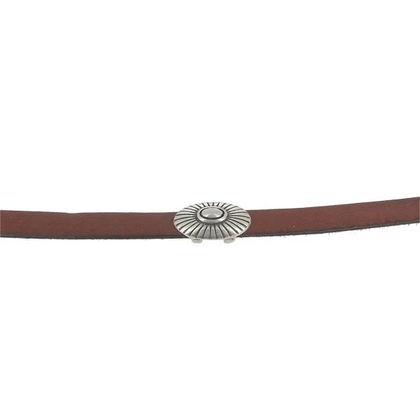 Coulissant OVALE ETHNIQUE - Lanière de 10 mm - ARGENT VIEILLI