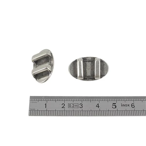 Coulissant OVALE ETHNIQUE - Lanière de 10 mm - ARGENT VIEILLI - Image 2