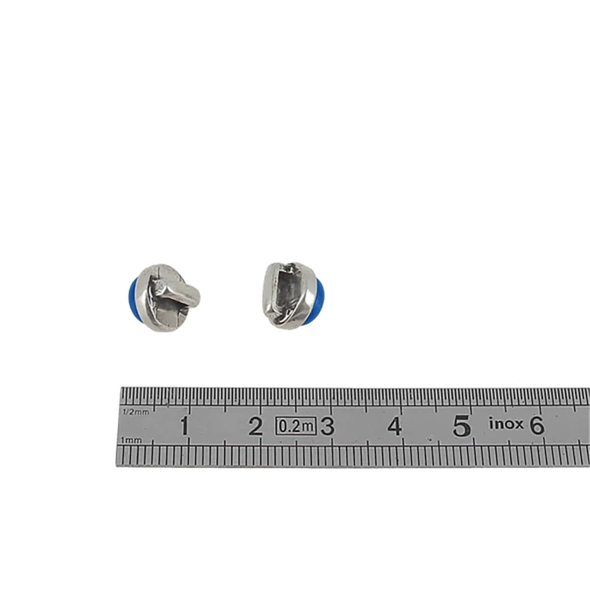 Coulissant PERLE RONDE BLEU - Lanière de 5 mm - ARGENT VIEILLI - Image 2