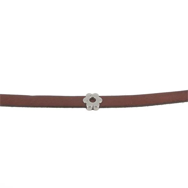 Coulissant PETITE FLEUR - Lanière de 10 mm - ARGENT VIEILLI