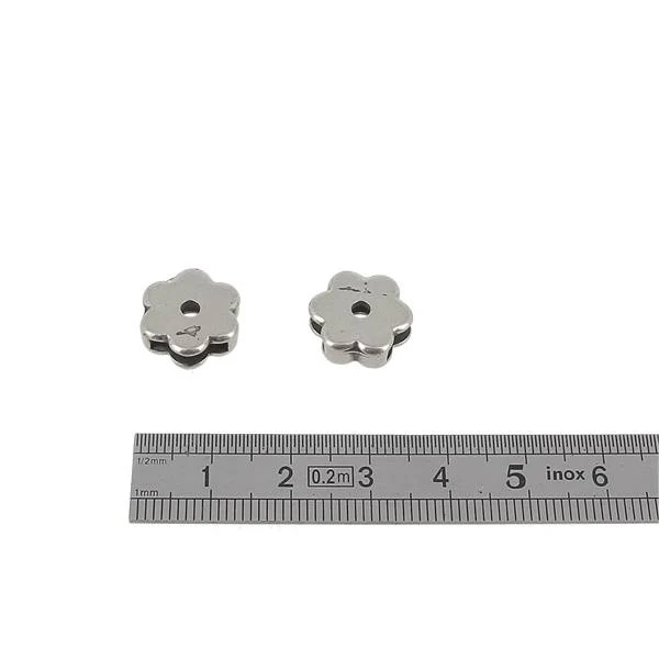 Coulissant PETITE FLEUR - Lanière de 10 mm - ARGENT VIEILLI - Image 2