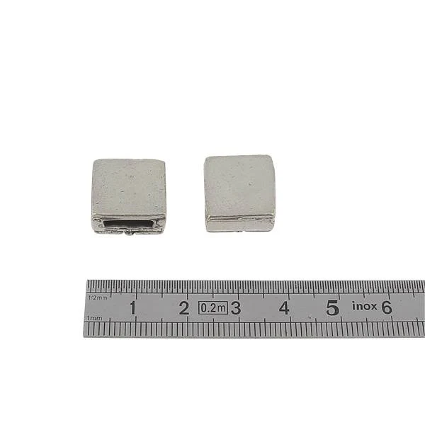 Coulissant PICOT CROIX - Lanière de 10 mm - ARGENT VIEILLI - Image 2