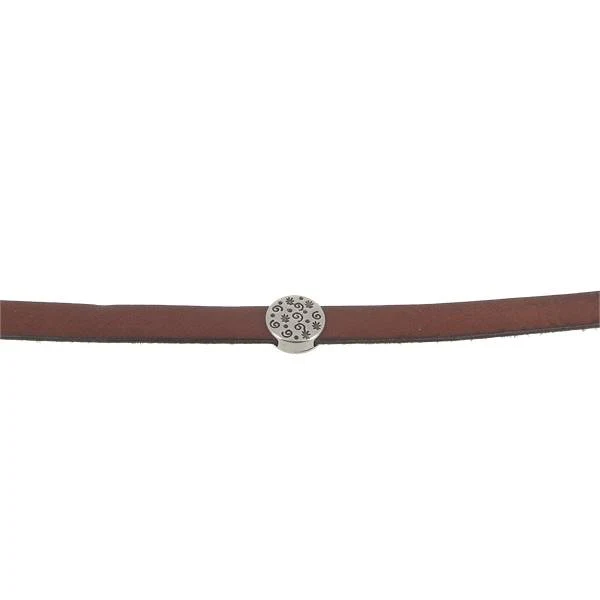 Coulissant ROND DECORATIF - Lanière de 10 mm - ARGENT VIEILLI