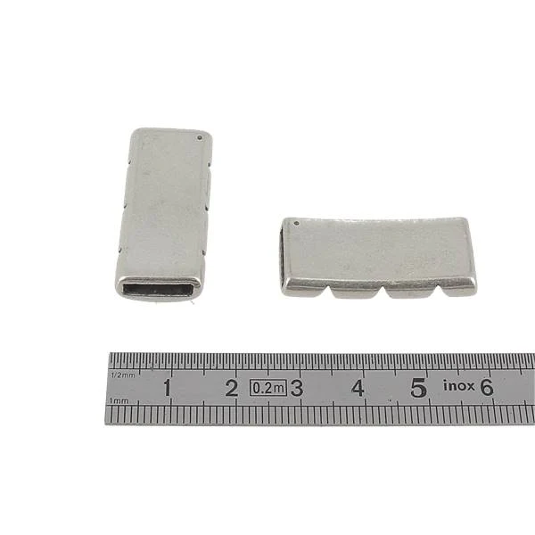 Coulissant TROIS FENTES - Lanière de 10 mm - ARGENT VIEILLI - Image 2