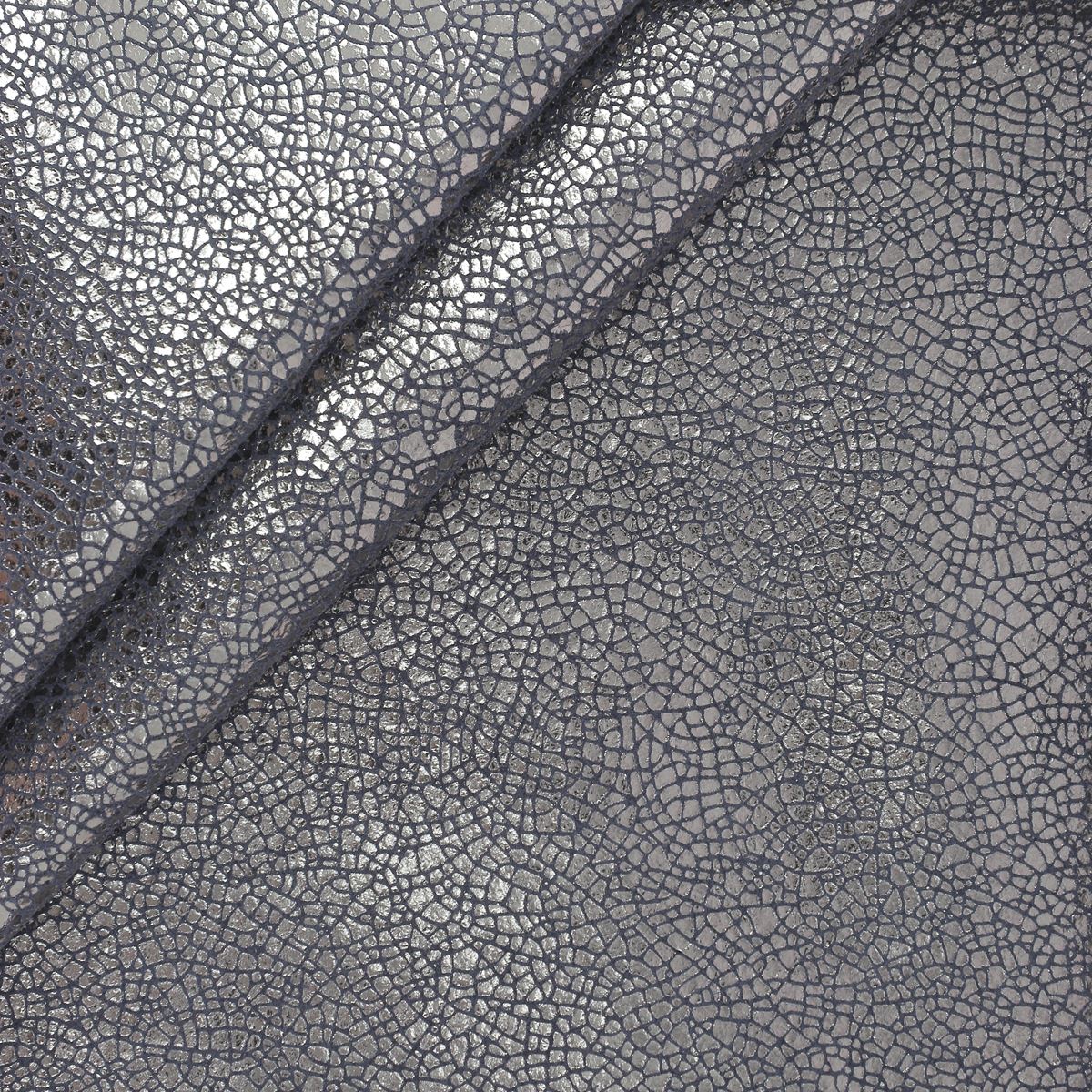 Croûte de cuir de veau - Velours effet craquelé - GRIS MÉTALLISÉ O66 - Image 2