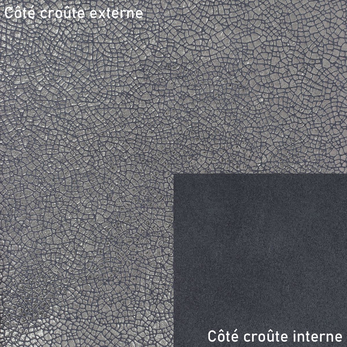 Croûte de cuir de veau - Velours effet craquelé - GRIS MÉTALLISÉ O66 - Image 3