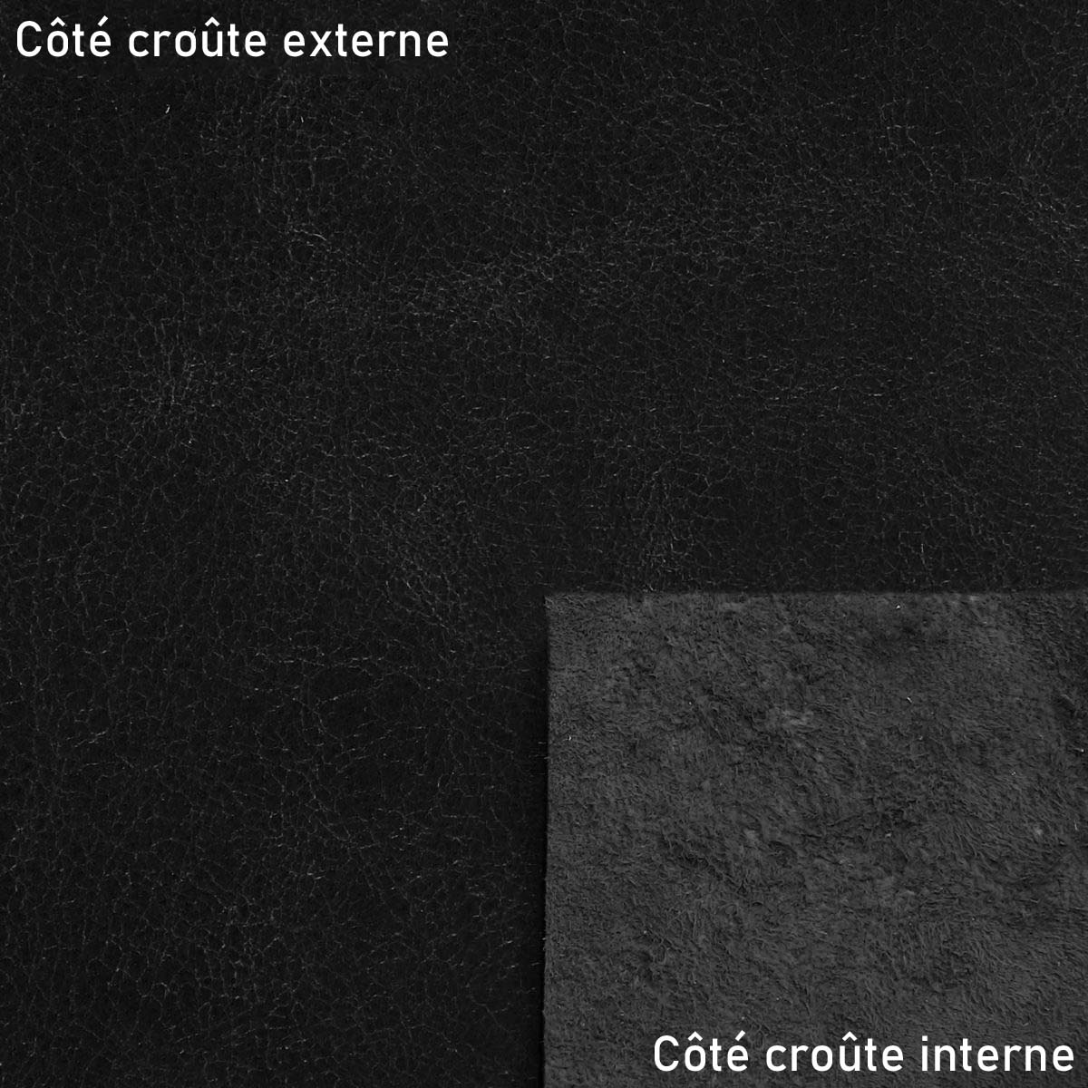Croûte de cuir de veau - Velours effet craquelé - NOIR K18 - Image 2