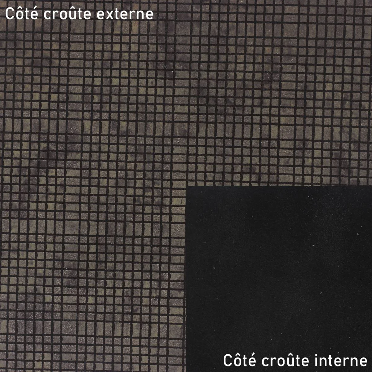 Croûte de cuir de veau - Velours effet structuré - BRONZE & NOIR O63 - Image 3