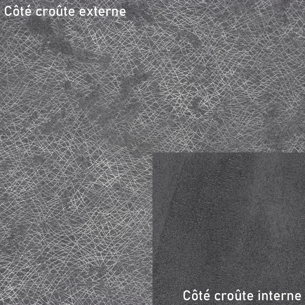 Croûte de cuir de veau - Velours fantaisie argenté - GRIS FONCÉ O67 - Image 3