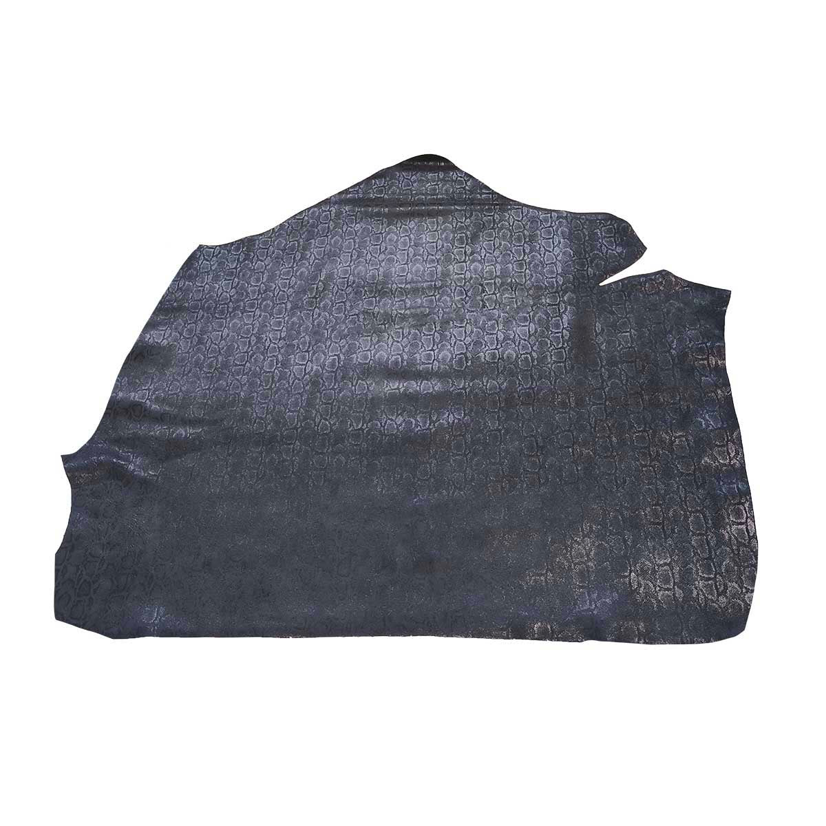 Croûte de cuir de veau - Velours imitation reptile - BLEU NUIT NACRÉ Q76