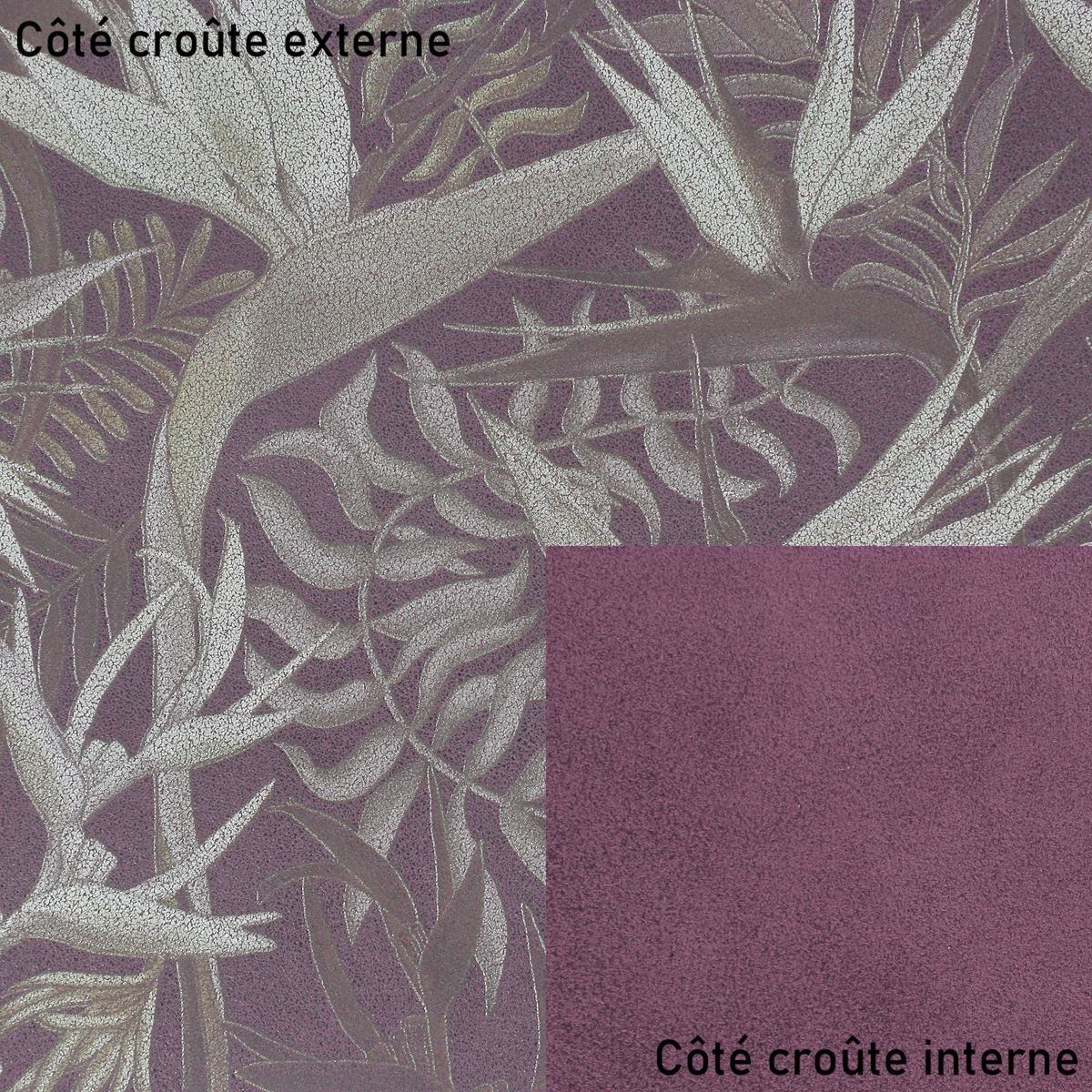 Croûte de cuir de veau - Velours oiseaux du paradis - VIOLET O69 - Image 3