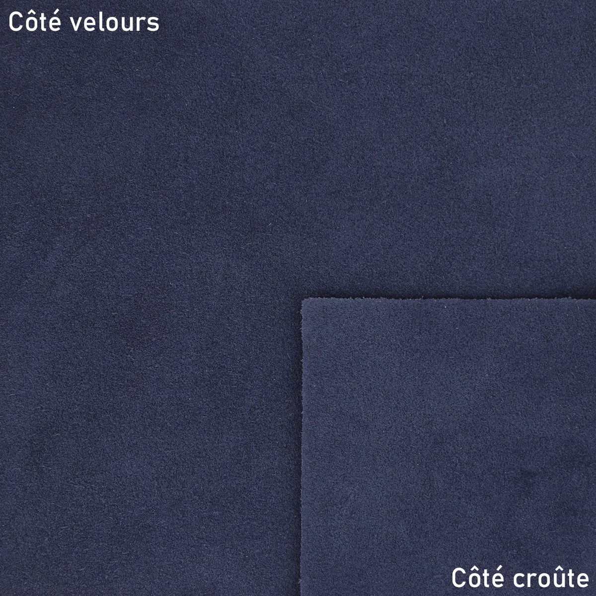 Croûte de cuir de veau velours - BLEU FONCÉ T97 - Image 2