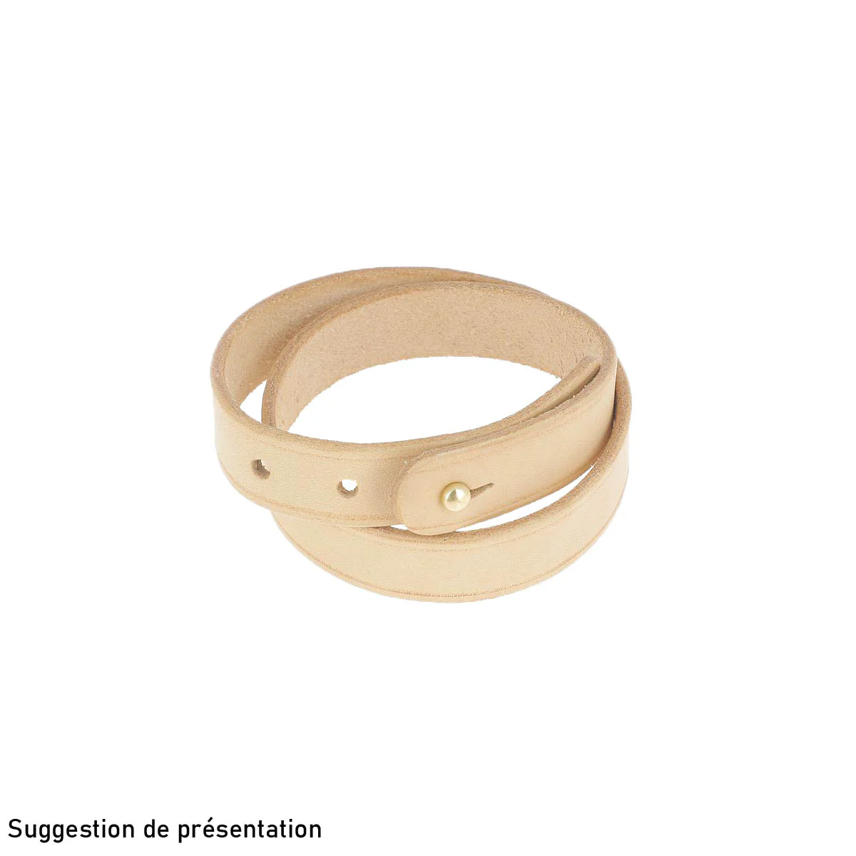 Découpe pour BRACELET double en cuir NATUREL à personnaliser - taille ADULTE 44 x 1,5 cm - Image 2