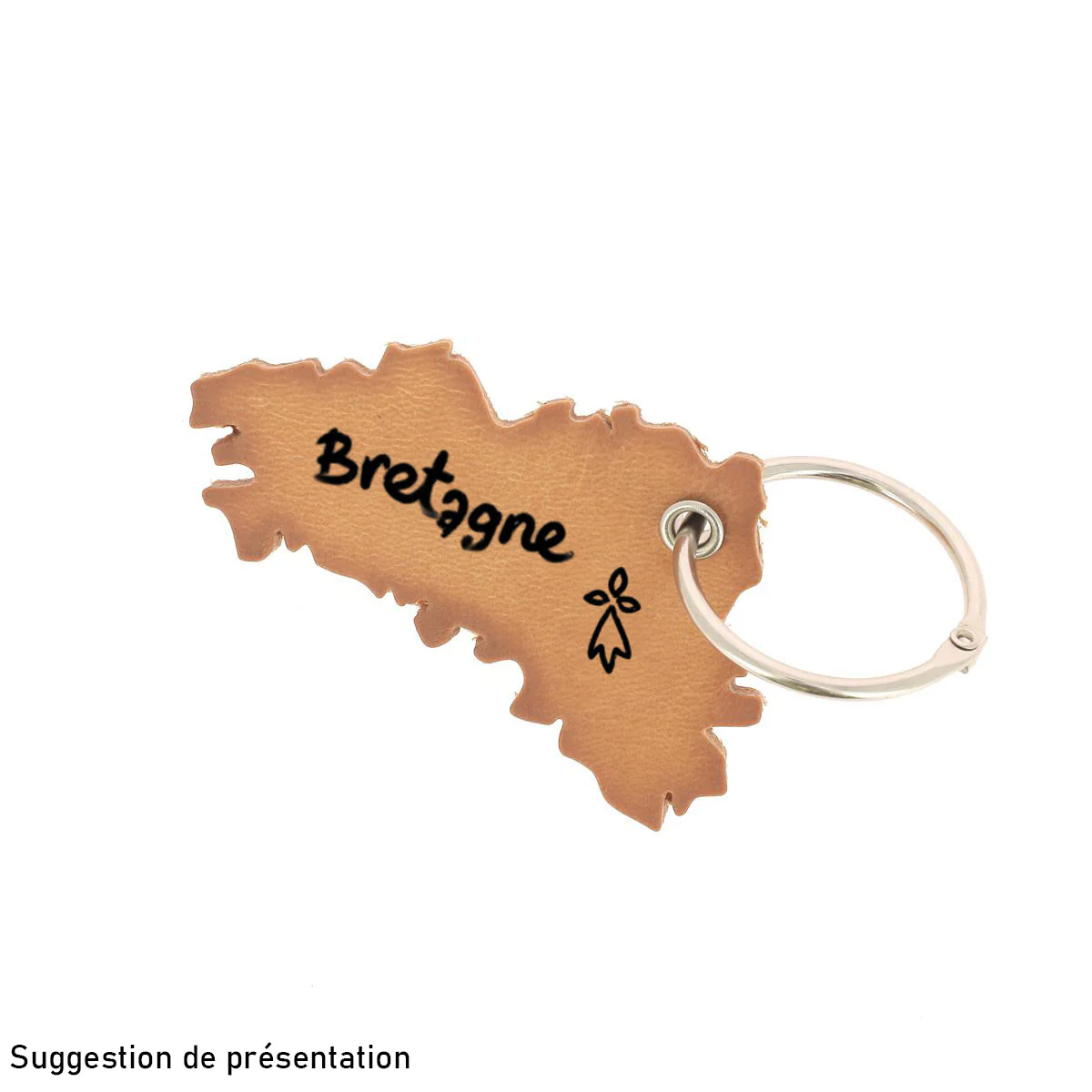 Découpe CARTE DE BRETAGNE pour porte clés en cuir - NATUREL - Image 2