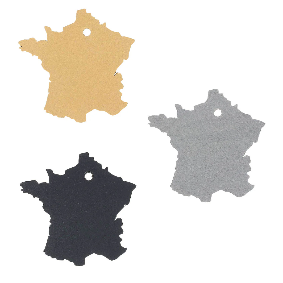 Découpe CARTE DE FRANCE pour porte clés en cuir - NOIR - Image 3