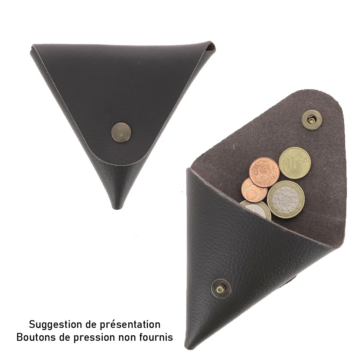 Découpe Grand porte-monnaie triangle en cuir - MARRON FONCÉ - Image 2