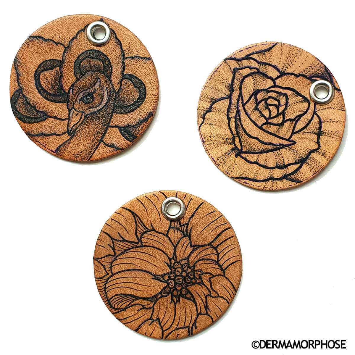 Découpe ROND 6cm pour porte clés en cuir naturel à personnaliser - Image 2