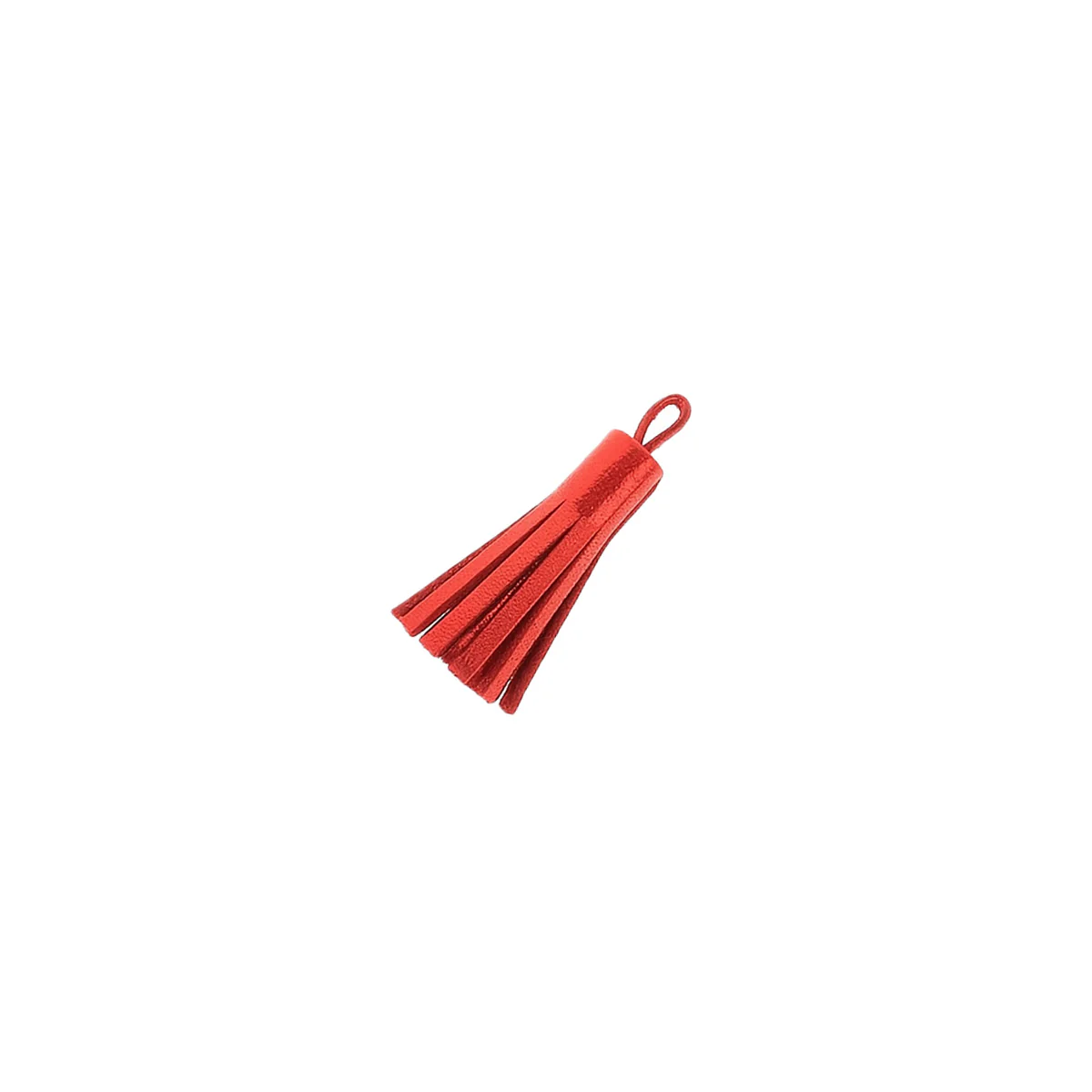 Découpe POMPON pour porte-clés en cuir ROUGE MÉTALLISÉ R78 - Image 2