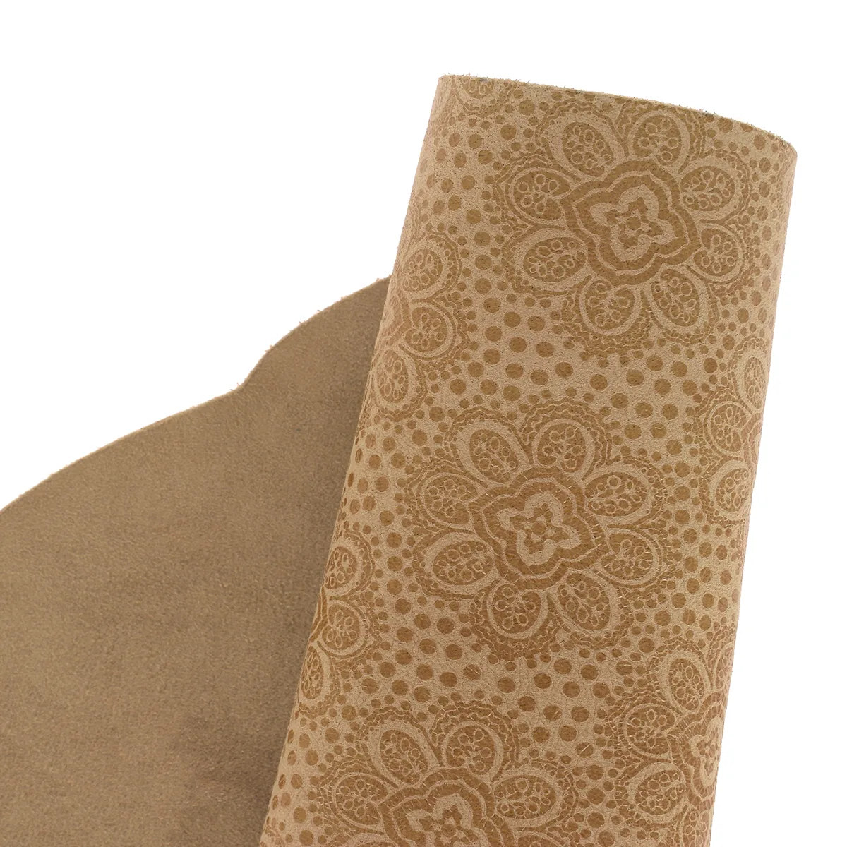 Demi peau de cuir de chèvre fantaisie  - motif floral BEIGE S31