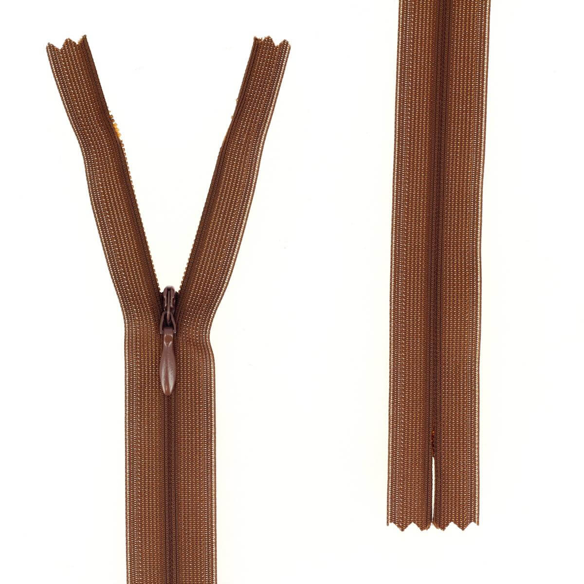 Fermeture à glissière INVISIBLE - MARRON - Longueur 25cm - Image 2