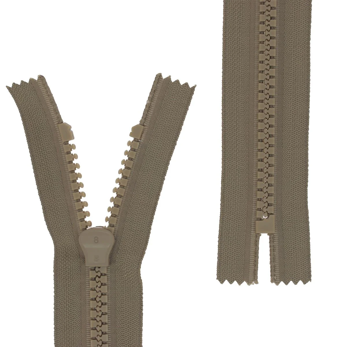 Fermeture à glissière non séparable PLASTIQUE 7mm - TAUPE - 22cm - Image 2