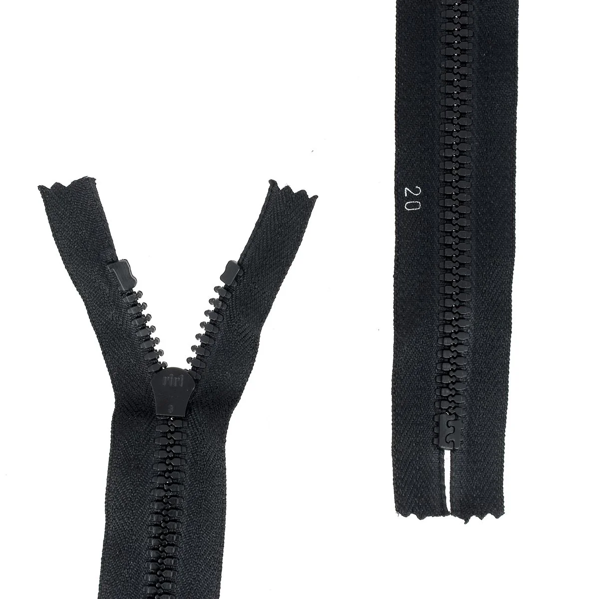 Fermeture à glissière PLASTIQUE - 6mm - NOIR - 20cm - Image 2