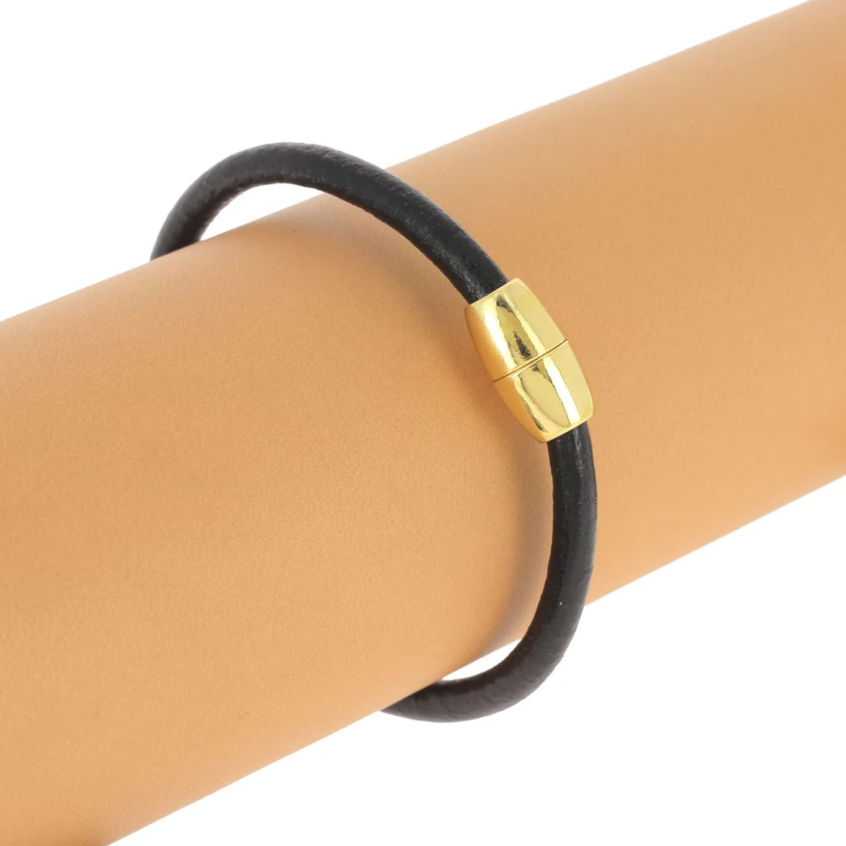Fermoir bijou aimanté - CYLINDRE - Lacet rond 4mm - DORÉ LUXE