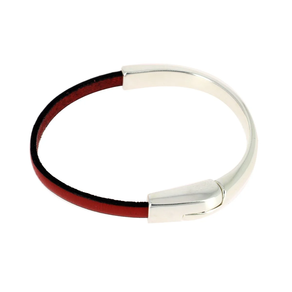 Fermoir bijou aimanté - DEMI BRACELET - Lacet plat - ARGENT VIEILLI - Image 2