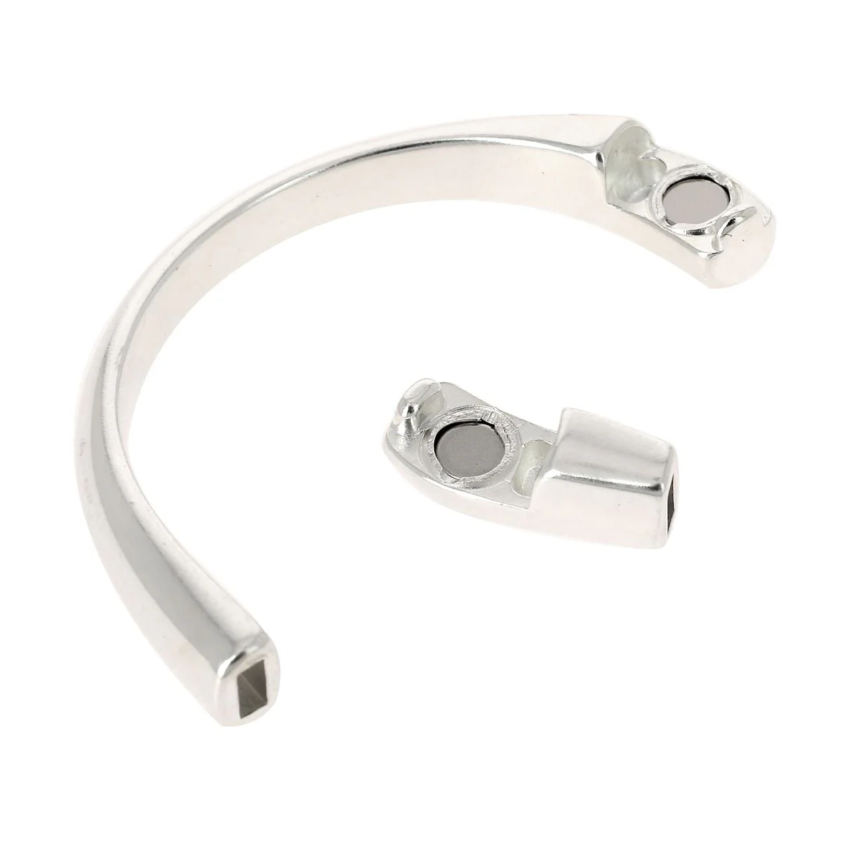Fermoir bijou aimanté - DEMI BRACELET - Lacet plat - ARGENT VIEILLI - Image 3