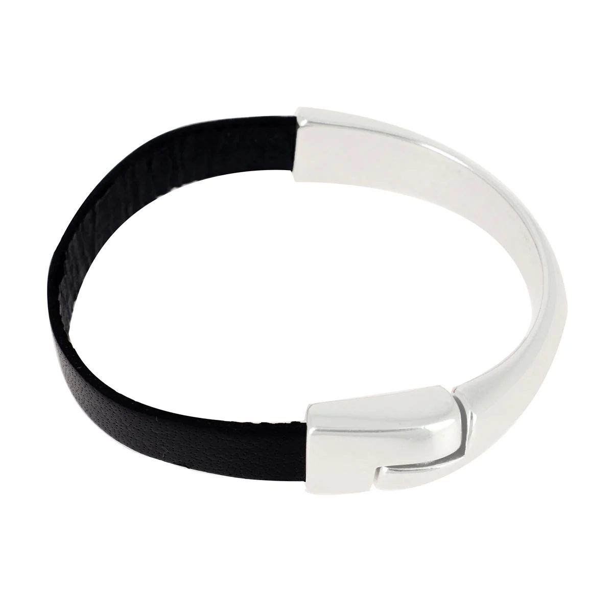 Fermoir bijou aimanté - DEMI BRACELET - Lacet plat - ARGENT VIEILLI - Image 5