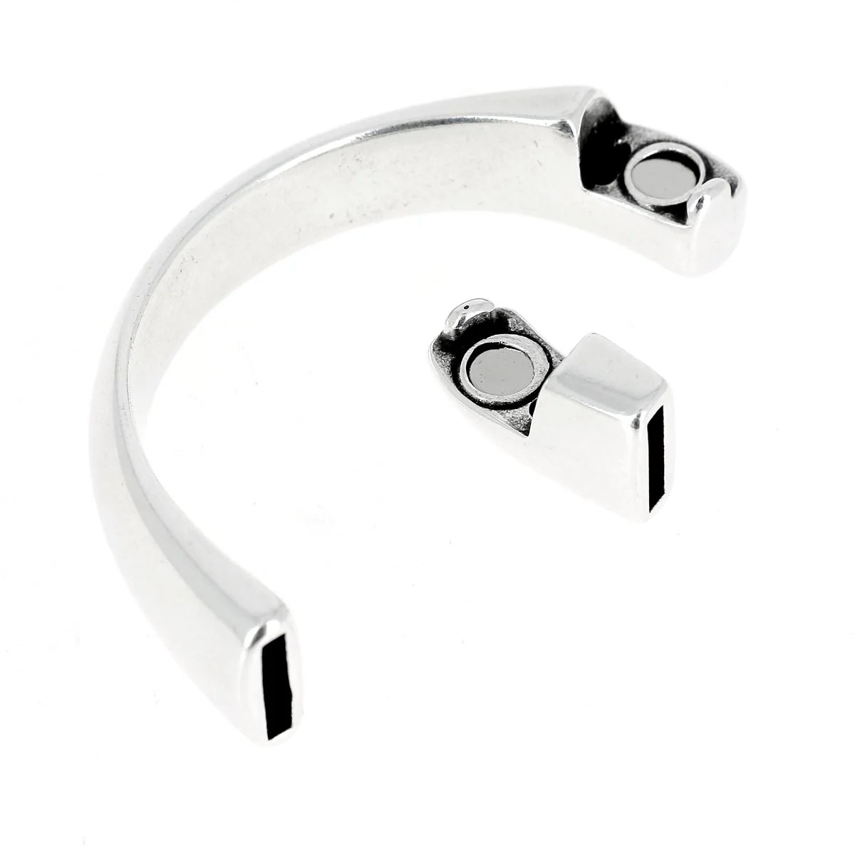 Fermoir bijou aimanté - DEMI BRACELET - Lacet plat - ARGENT VIEILLI - Image 6