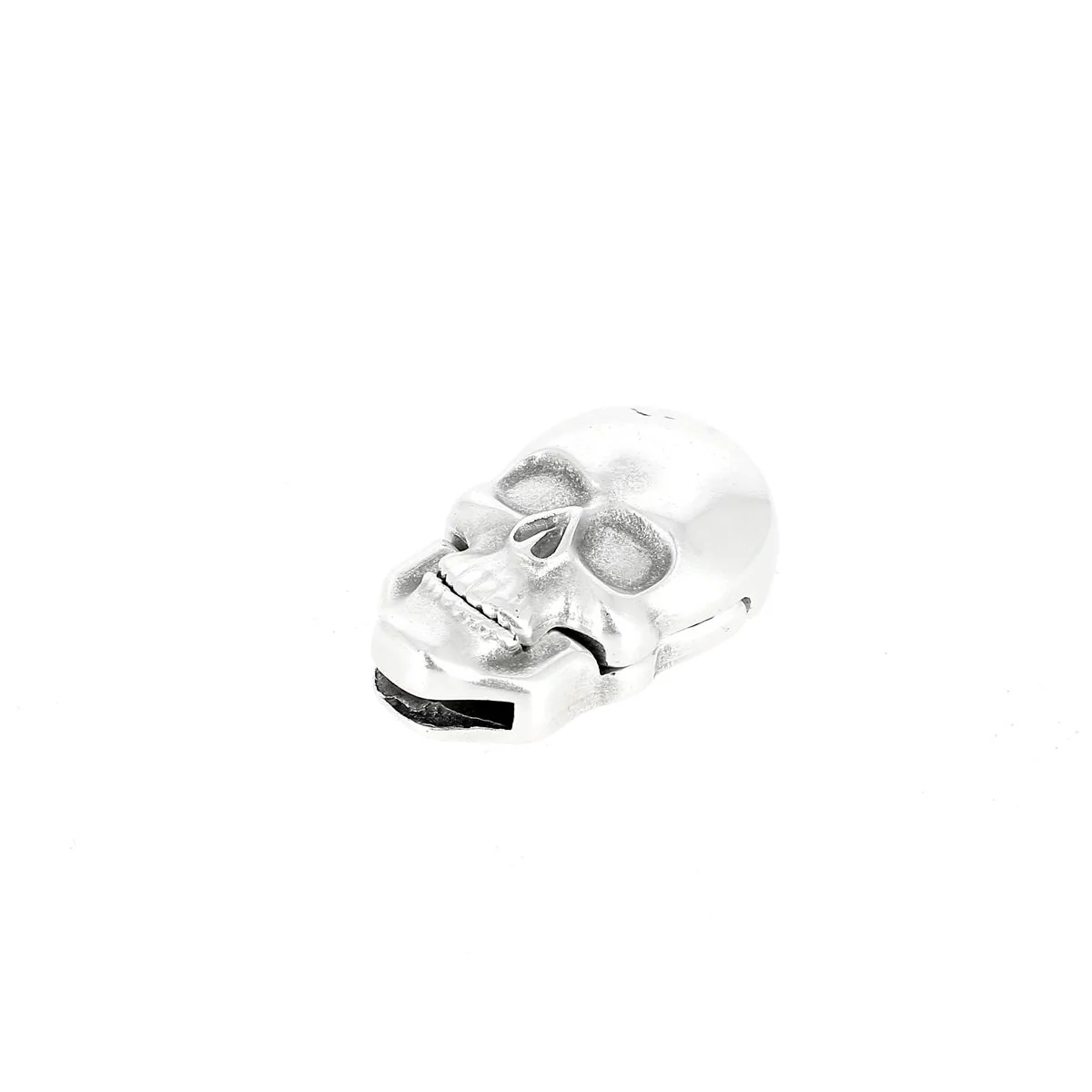 Fermoir bijou aimanté - TÊTE DE MORT - Lacet plat 10mm - ARGENT VIEILLI - Image 3