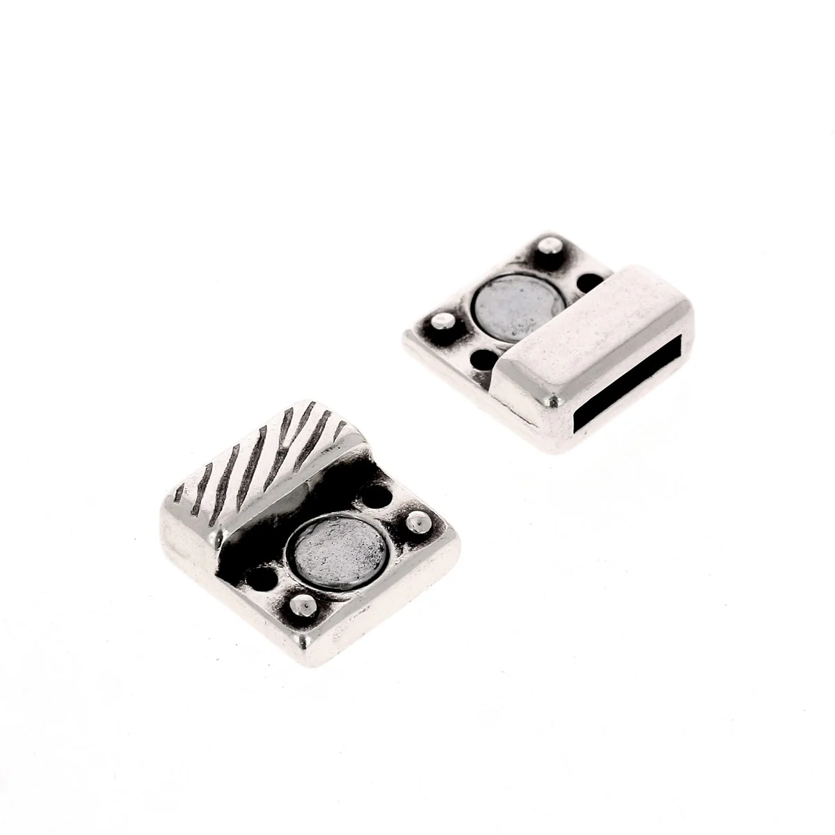 Fermoir bijou aimanté - EMPREINTE  - Lacet plat 10 mm - ARGENT VIEILLI - Image 4