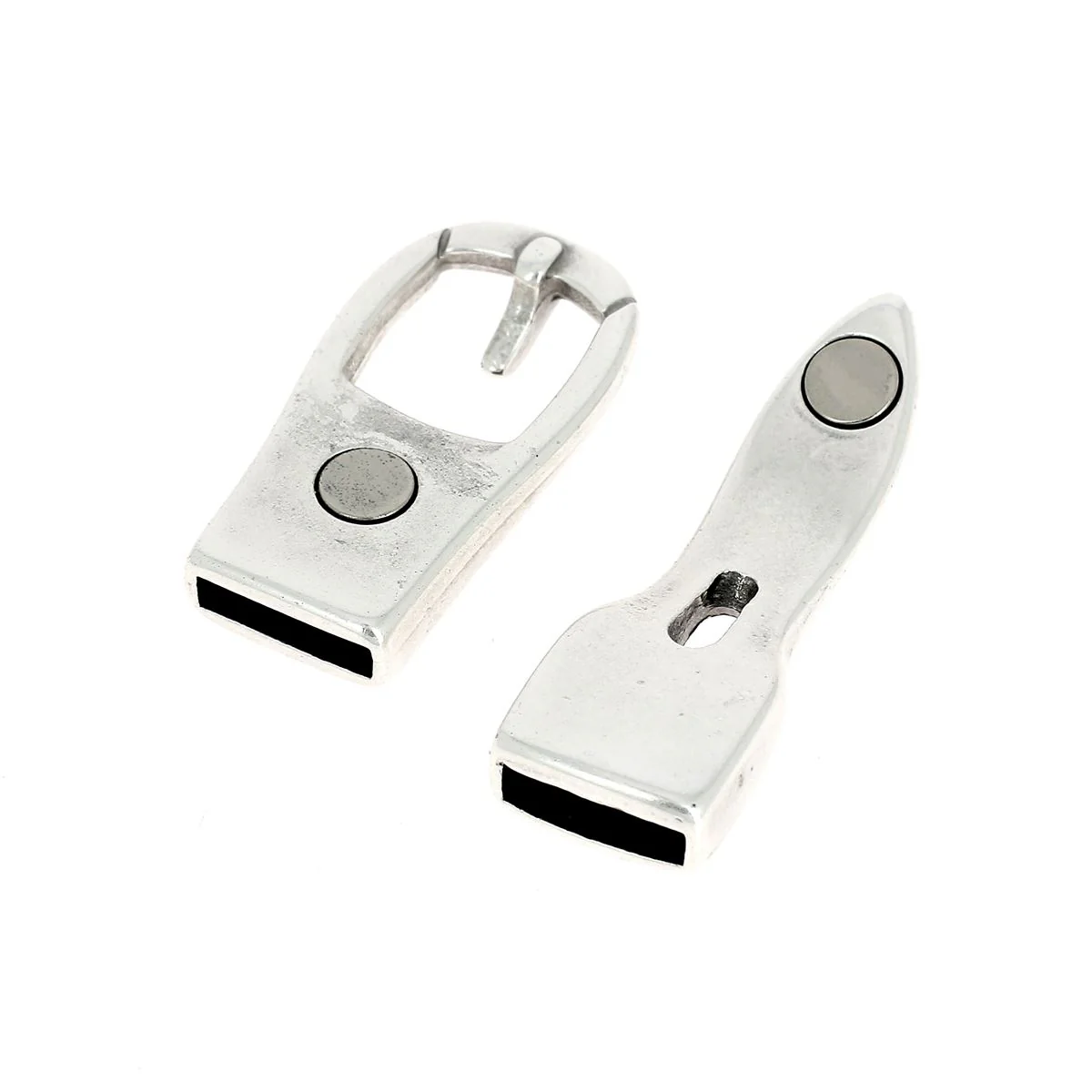 Fermoir bijou aimanté - CEINTURE - Lacet plat 10mm - ARGENT VIEILLI - Image 3