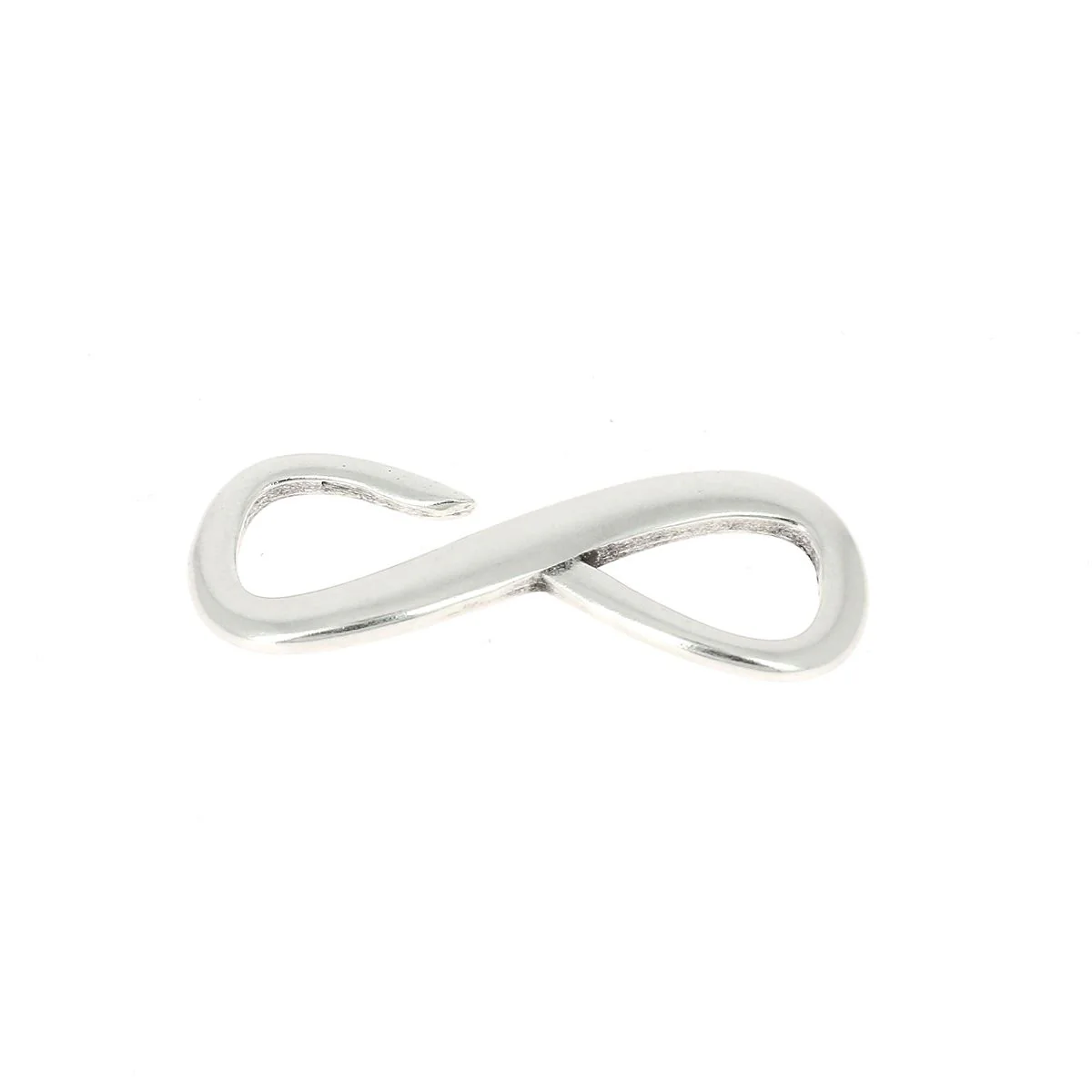 Fermoir bijou crochet - INFINI - Lacet plat 5mm - ARGENT VIEILLI