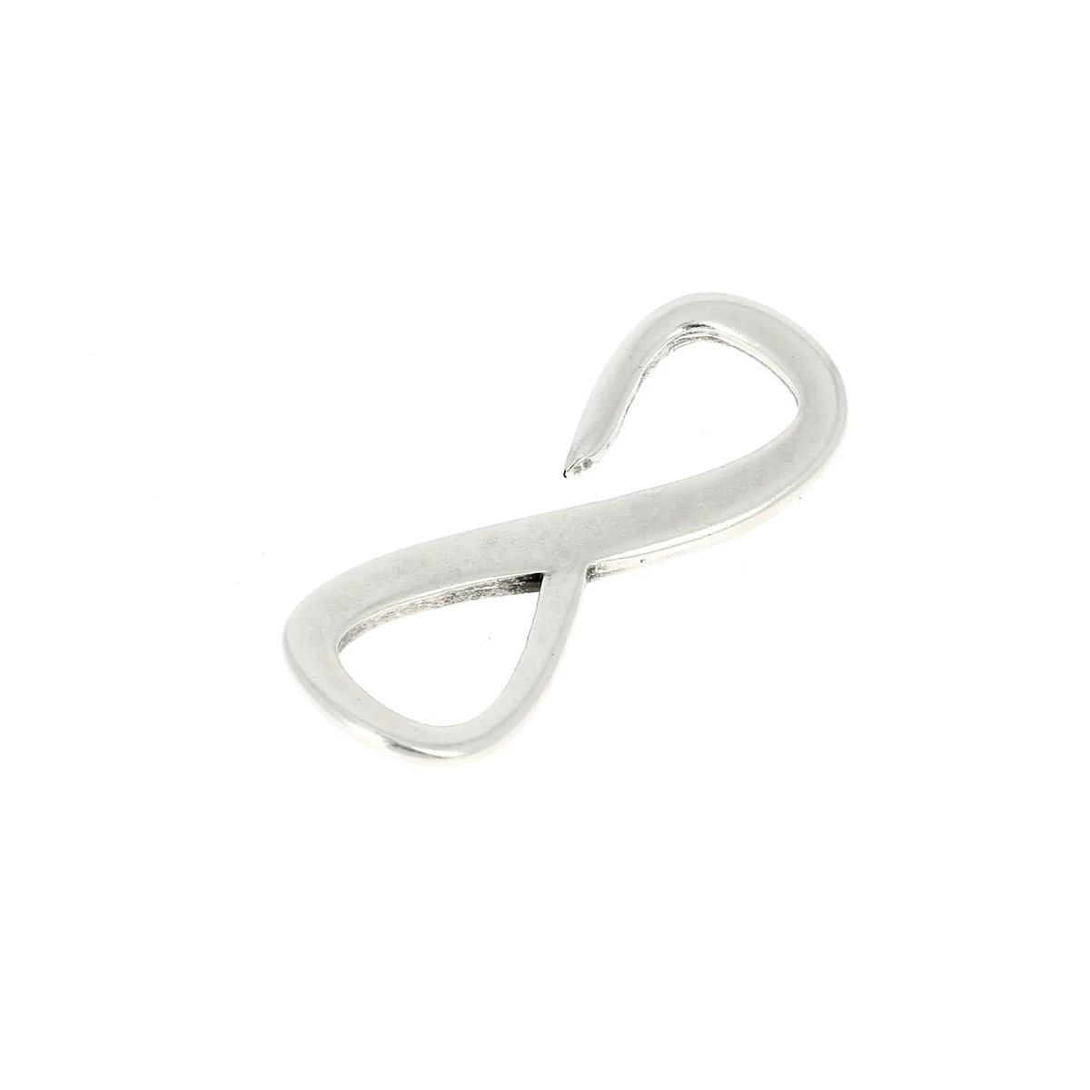 Fermoir bijou crochet - INFINI - Lacet plat 5mm - ARGENT VIEILLI - Image 3