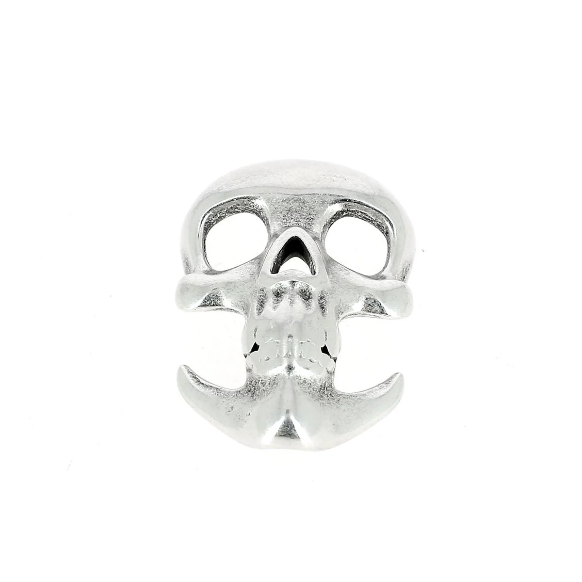 Fermoir bijou crochet - TÊTE DE MORT - Lacet rond 3mm - ARGENT VIEILLI - Image 2