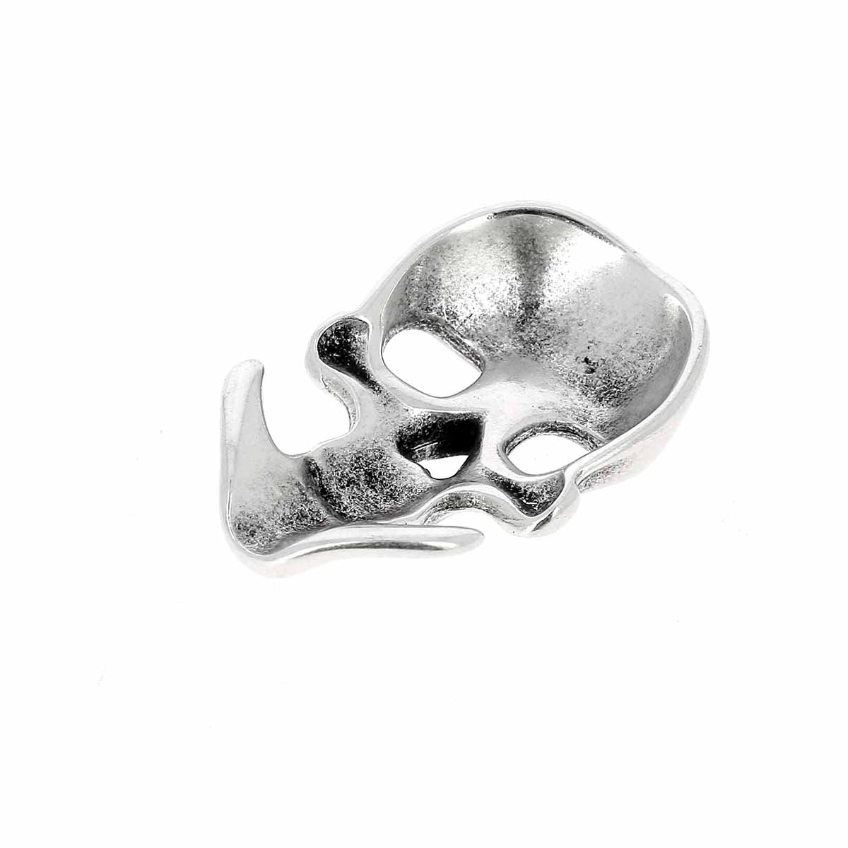 Fermoir bijou crochet - TÊTE DE MORT - Lacet rond 3mm - ARGENT VIEILLI - Image 3