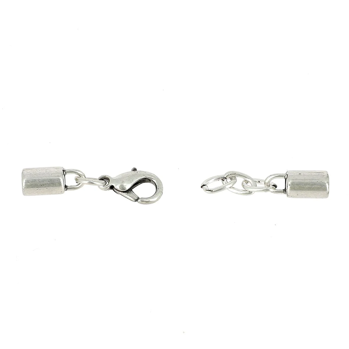 Fermoir bijou - Fermeture chaine - Argent vieilli - Lacet rond 2 mm - Image 2