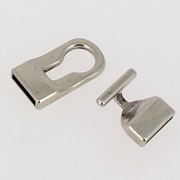 Fermoir bijou - Fermeture clé T - Argent vieilli - Lanière 13 mm - Image 3