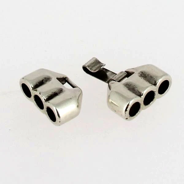 Fermoir bijou - Fermeture clip - Argent vieilli - 3 lacets ronds 5 mm - Image 3