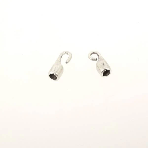 Fermoir bijou - Fermeture double crochet - Argent vieilli - Lacet rond 5 mm - Image 3
