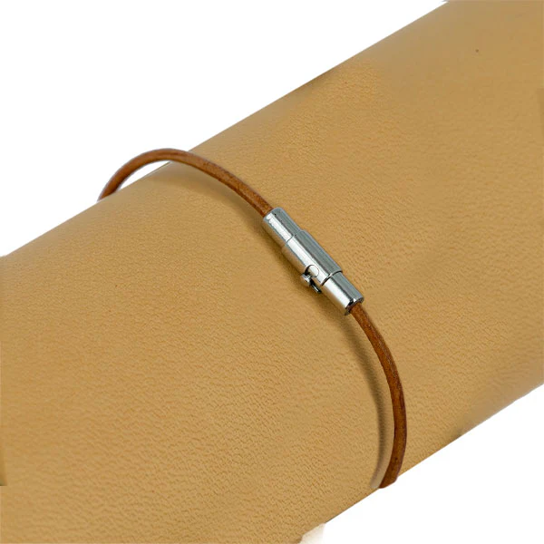 Fermoir INOX Cylindre aimanté NICKELE - Lacet rond 2 mm