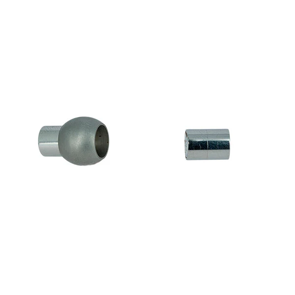 Fermoir bijou - Boule aimantée - INOX MAT - Lacet rond 6 mm - Image 3