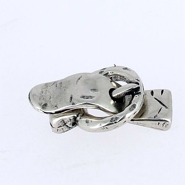 Fermoir pour bracelet - Boucle ronde - Argent vieilli - lanière 10 mm
