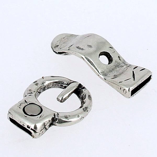 Fermoir pour bracelet - Boucle ronde - Argent vieilli - lanière 10 mm - Image 3